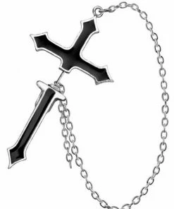 Alchemy Impalare Cross Earring Black