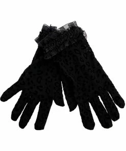 Banned Sigil Leopard Lace Gloves Black