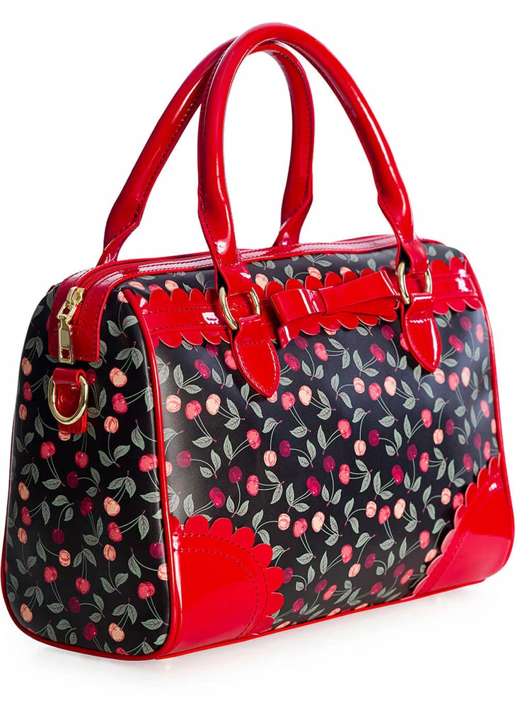 Banned Country Cherry 50's Handbag Black 5 Banned Country Cherry 50's Handbag Black - Image 5