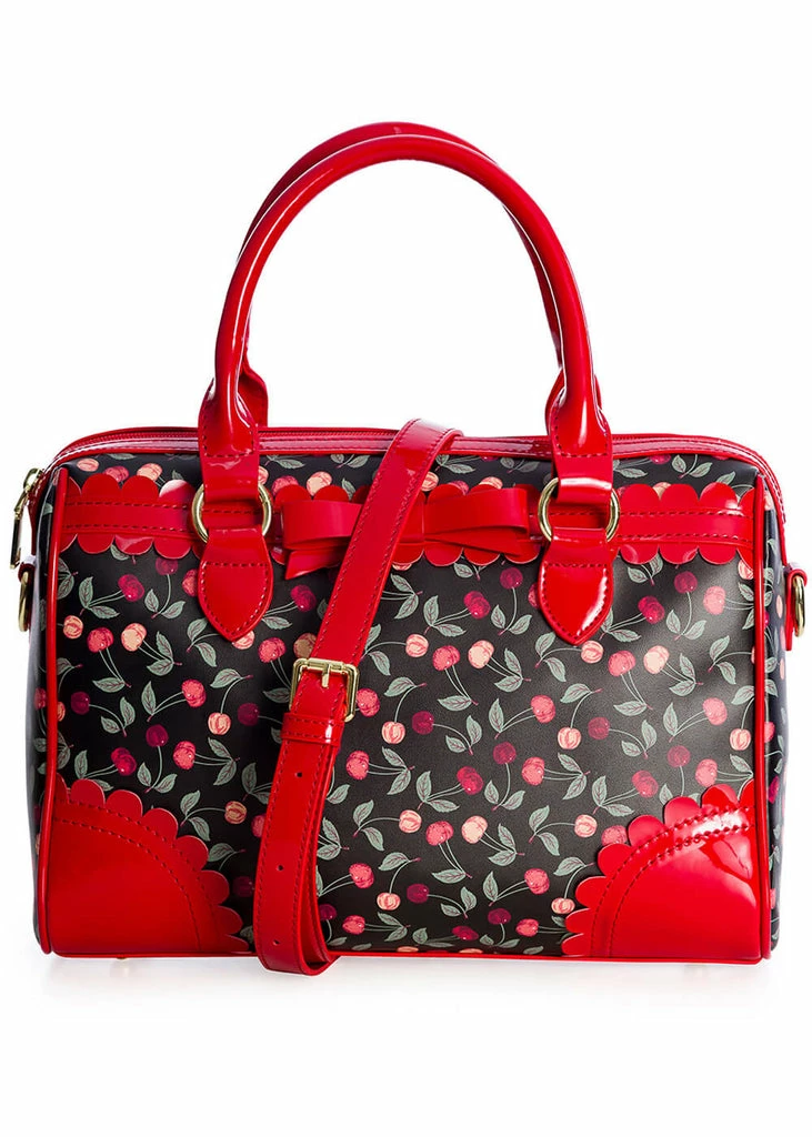 Banned Country Cherry 50's Handbag Black 4 Banned Country Cherry 50's Handbag Black - Image 4