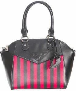 Banned Another Lost Soul Striped Handbag Black Red