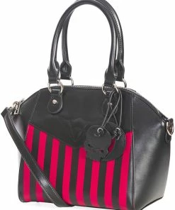 Banned Another Lost Soul Striped Handbag Black Red -Love Vintage Sales banned BG34301 another lost soul bag blk red 3 1024x1024
