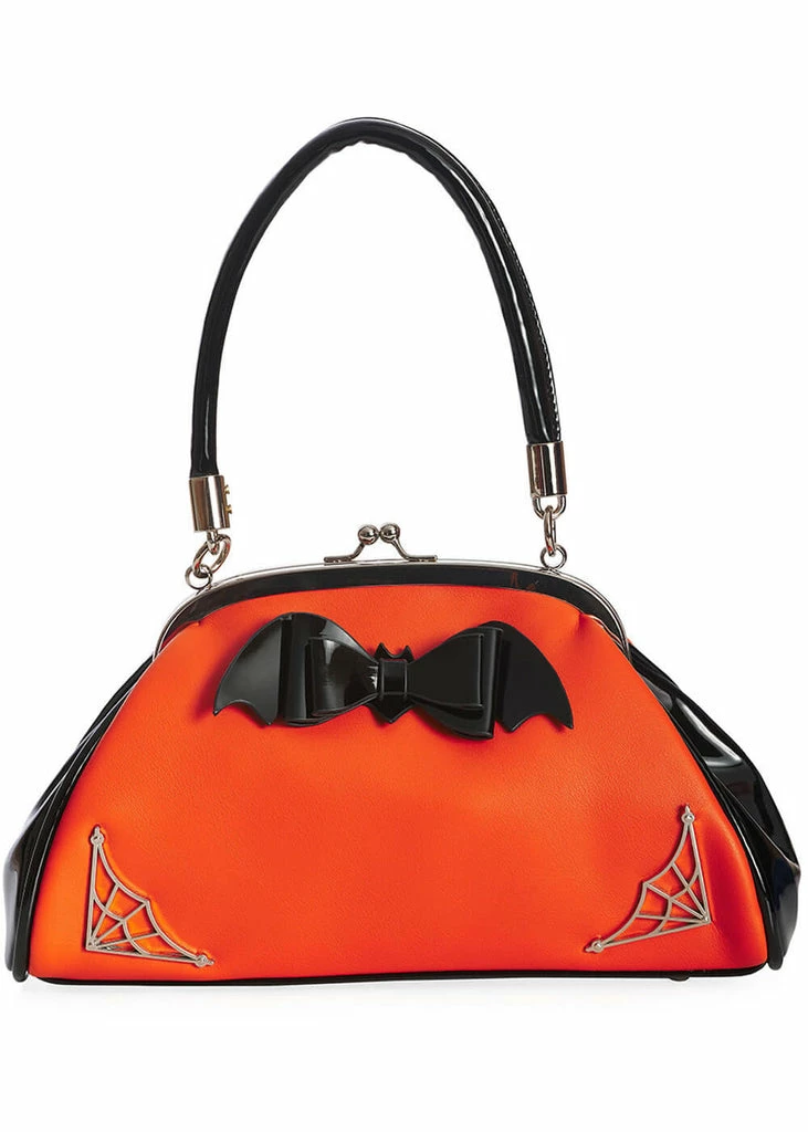 Banned Old Hallows Eve Spiderweb Bag Orange 1 Banned Old Hallows Eve Spiderweb Bag Orange