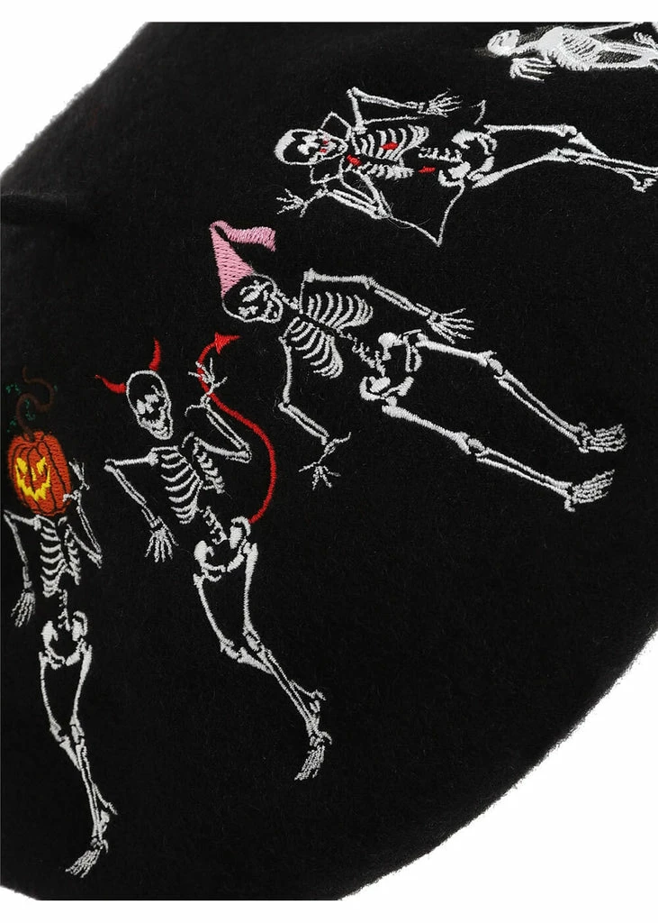 Collectif Skeleton Boo-gie Beret Black 3 Collectif Skeleton Boo-gie Beret Black - Image 3