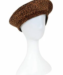 Collectif Irma Leopard Print Beret Brown