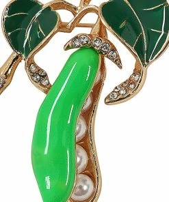 Collectif Peas In The Pod Brooch Green
