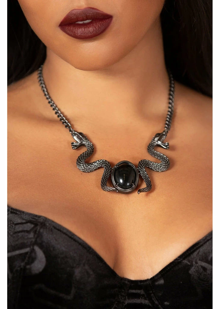 Killstar Viperine Snake Serpent Necklace Black 1 Killstar Viperine Snake Serpent Necklace Black