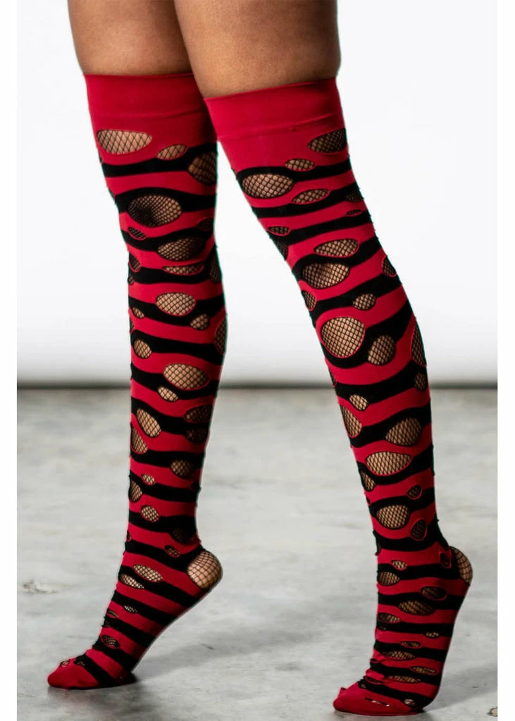 Killstar Wretched Soul Distress Socks Black Red 1 Killstar Wretched Soul Distress Socks Black Red