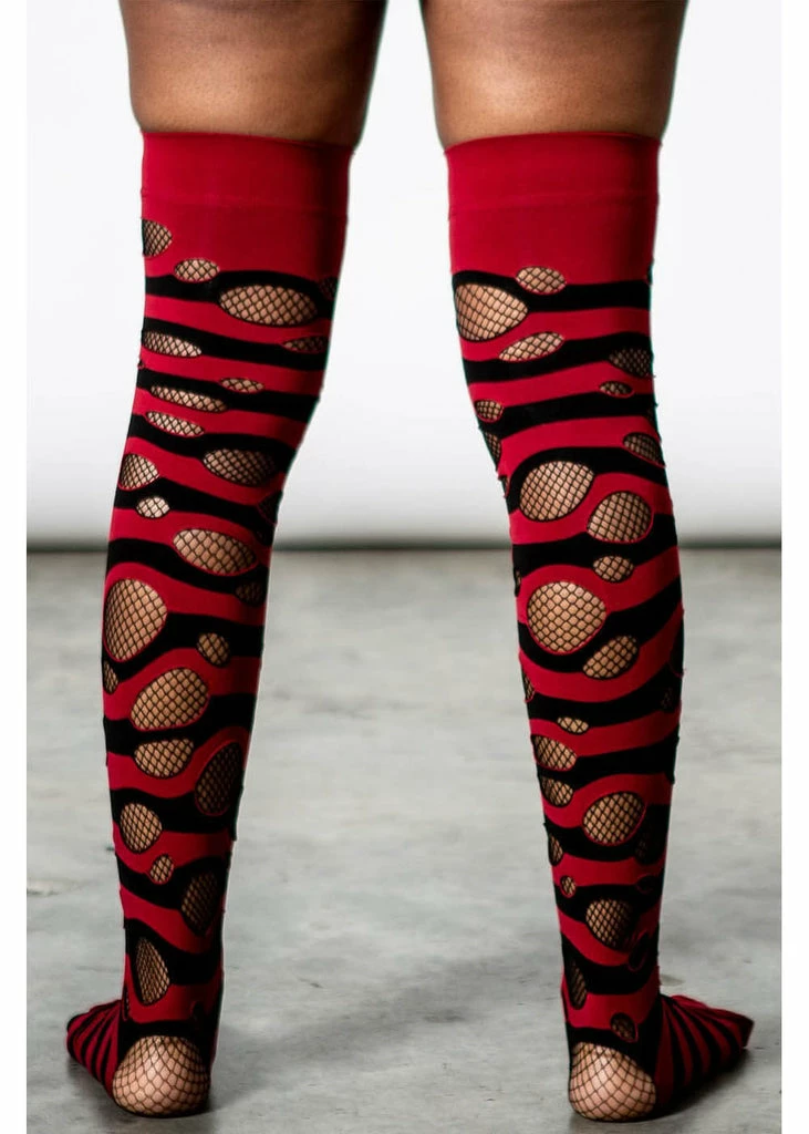Killstar Wretched Soul Distress Socks Black Red 3 Killstar Wretched Soul Distress Socks Black Red - Image 3