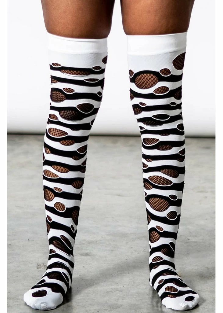 Killstar Wretched Soul Distress Socks Black White 2 Killstar Wretched Soul Distress Socks Black White - Image 2