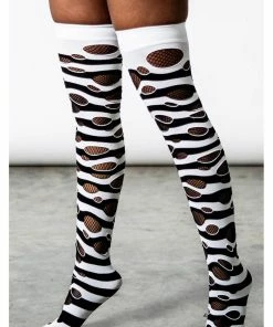 Killstar Wretched Soul Distress Socks Black White