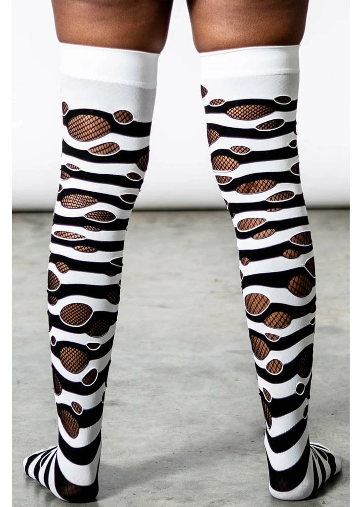 Killstar Wretched Soul Distress Socks Black White 3 Killstar Wretched Soul Distress Socks Black White - Image 3