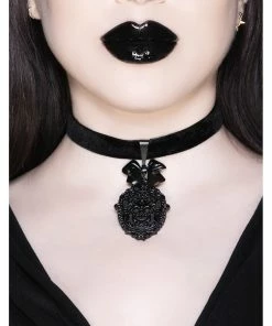 Killstar Sorrows Skull Choker Necklace Black