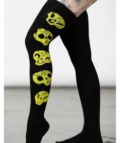 Killstar Heads Up Skulls Long Socks Black