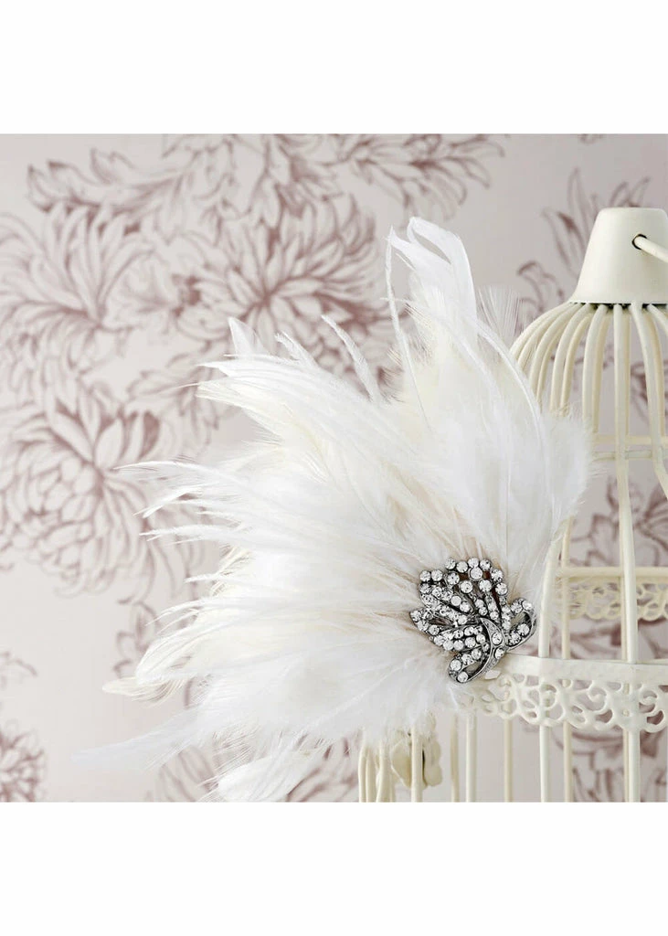 Love Vintage Feather 20's Hairclip Cream