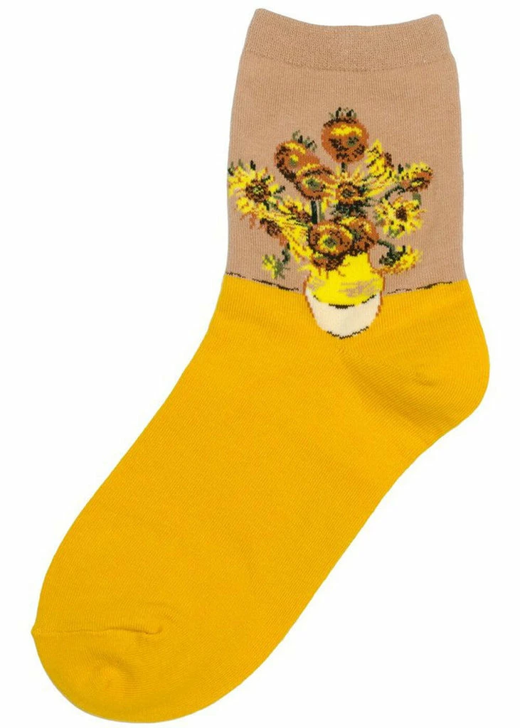 Succubus Art Van Gogh Sunflower Socks Yellow 1 Succubus Art Van Gogh Sunflower Socks Yellow