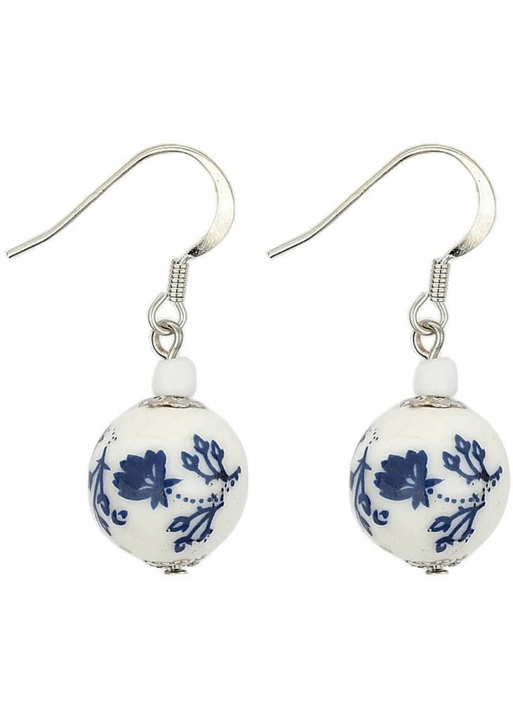 Succubus Jewellery Garden Bead Earrings White Blue 1 Succubus Jewellery Garden Bead Earrings White Blue