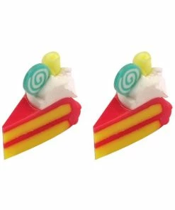 Succubus Jewels Cake Slice Stud Earrings Red