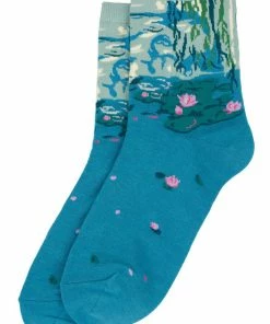 Succubus Monet Water Lillies Socks Aqua Blue
