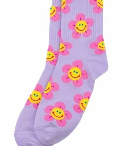 Succubus Sunny Flower Face Socks Purple