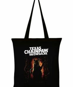 Succubus Gifts Texas Chainpaw Meowsacre Tote Bag Black