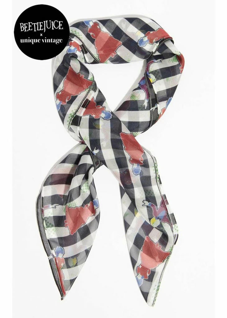 Unique Vintage X Beetlejuice Lydia Hair Scarf Black White